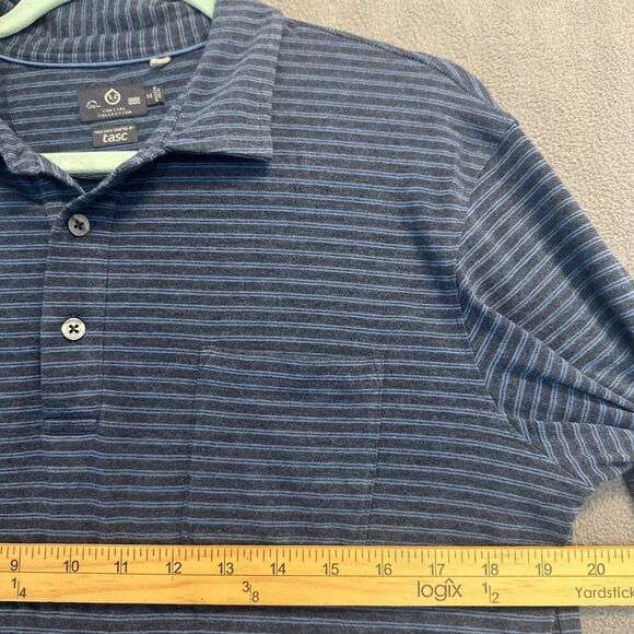 Tasc Coastal Collection Striped Polo Shirt Bamboo Mens Size M Blue Golf Stretch - Picture 6 of 8